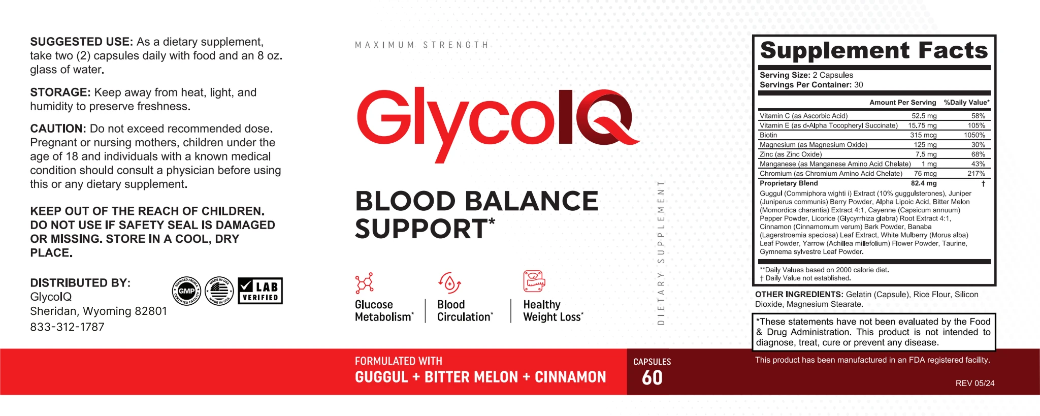 GlycoIQ Blood Balance Support ingredients
